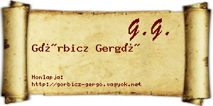 Görbicz Gergő névjegykártya